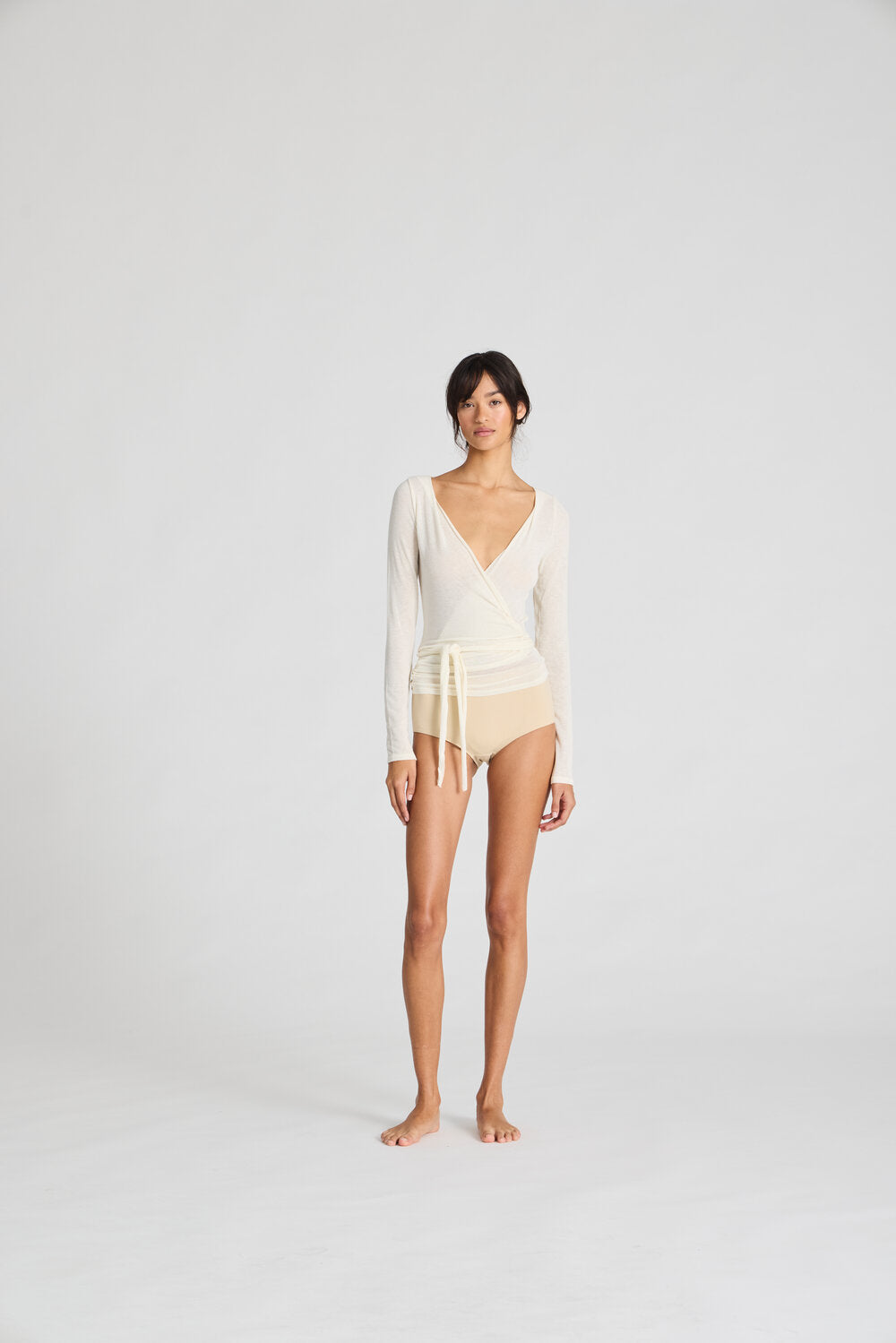 Anne Wool Wrap langærmet t-shirt - Off White